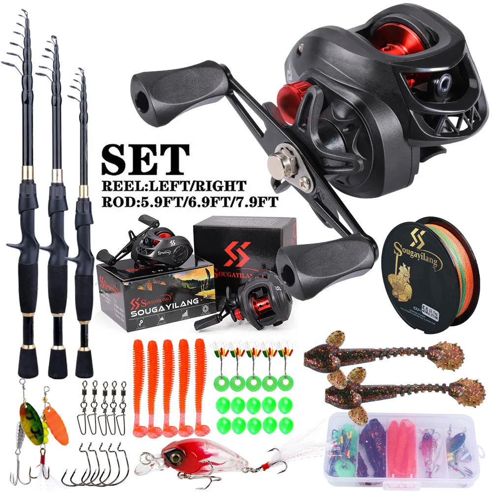 Spincast Reel - Wędka i kołowrotek Sougayilang Pełny zestaw